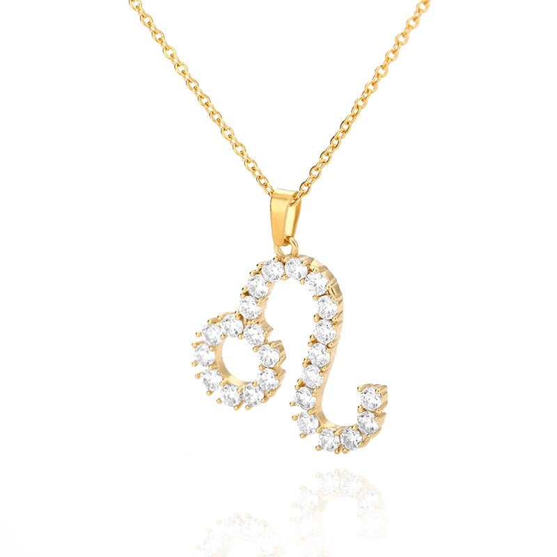 Leo Crystal Studded Necklace zodiac jewelry for her birthday outfit