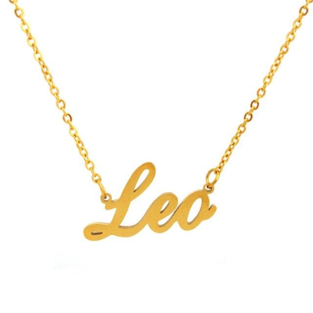 Leo Cursive Necklace zodiac jewelry for her birthday outfit
