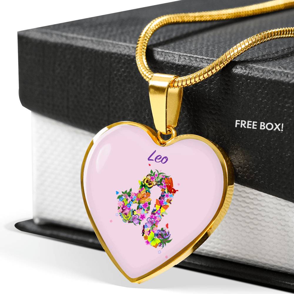 Leo Floral Heart Necklace zodiac jewelry for her birthday outfit