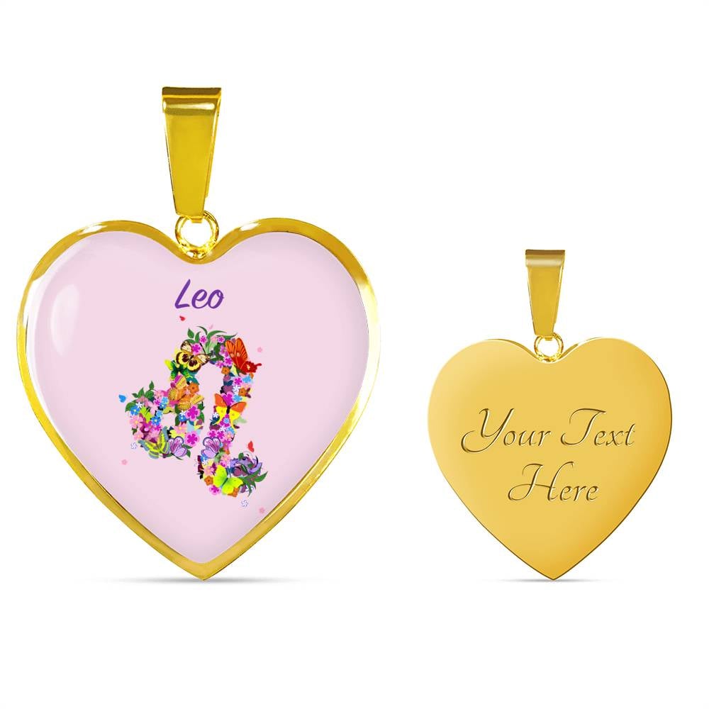 Leo Floral Heart Necklace zodiac jewelry for her birthday outfit