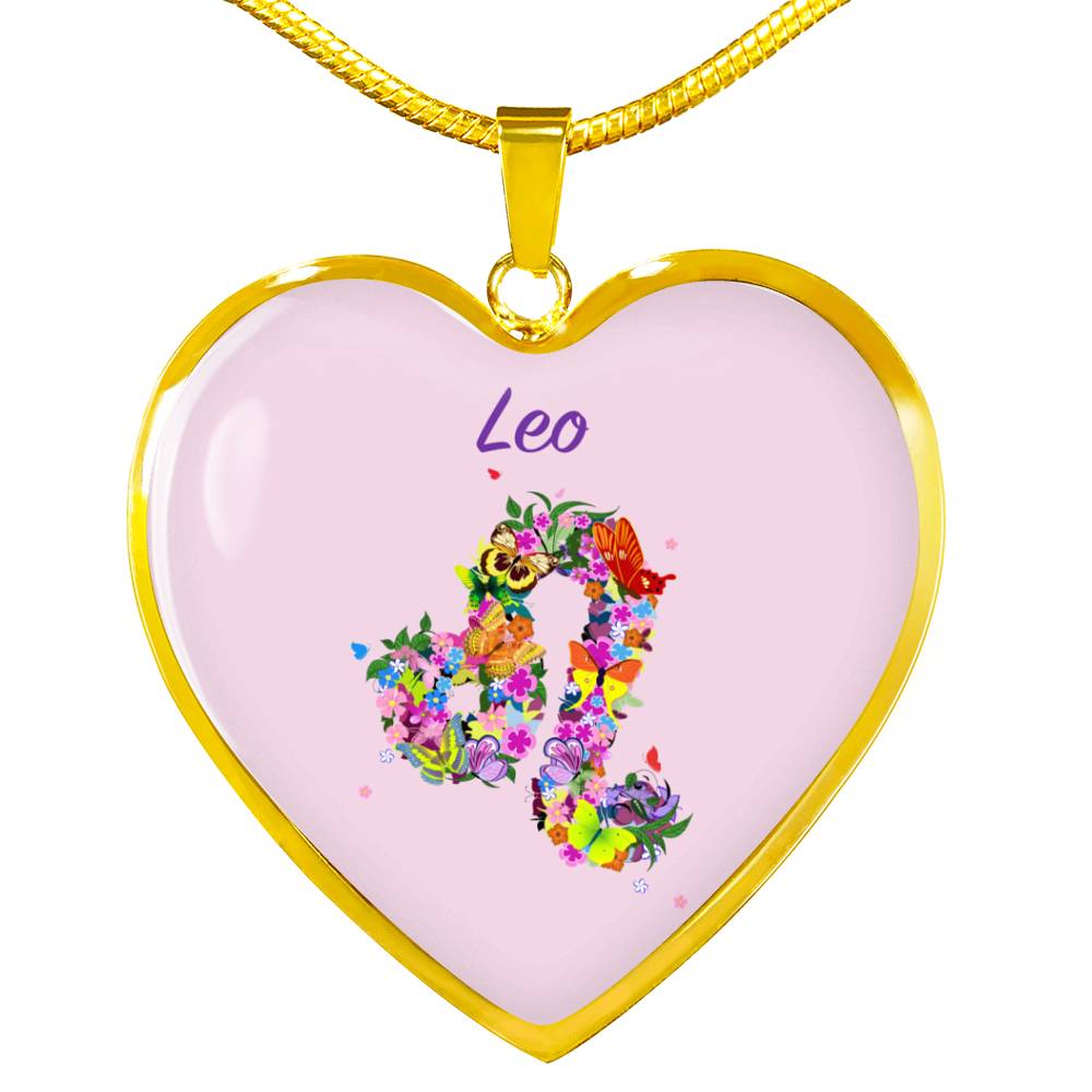 Leo Floral Heart Necklace zodiac jewelry for her birthday outfit