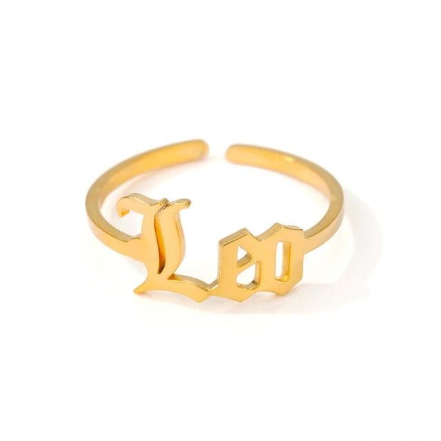 Leo Old English Ring zodiac jewelry for her birthday outfit