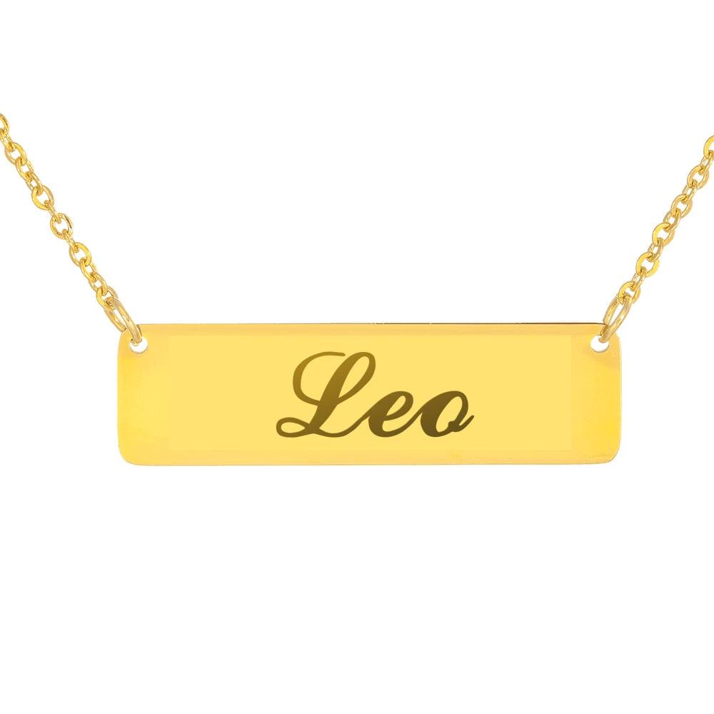 Leo Script Nameplate Necklace zodiac jewelry for her birthday outfit