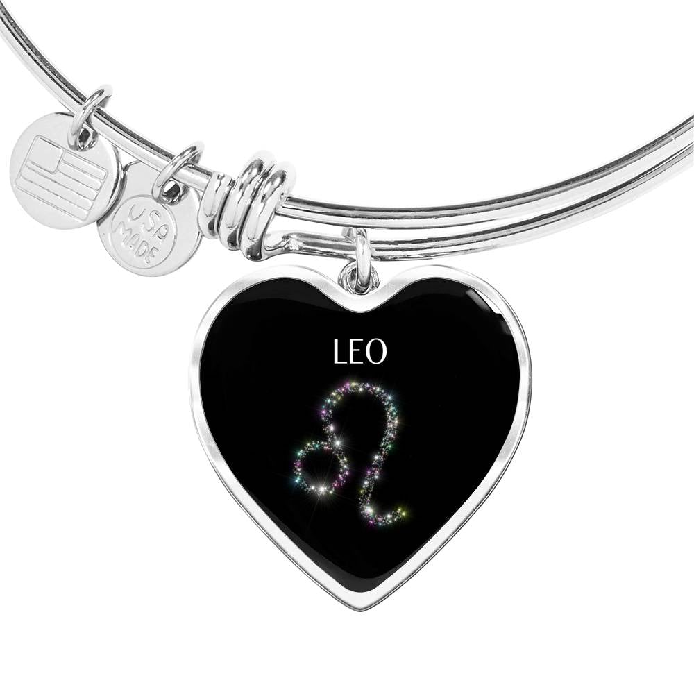 Leo Stars Heart Bangle zodiac jewelry for her birthday outfit
