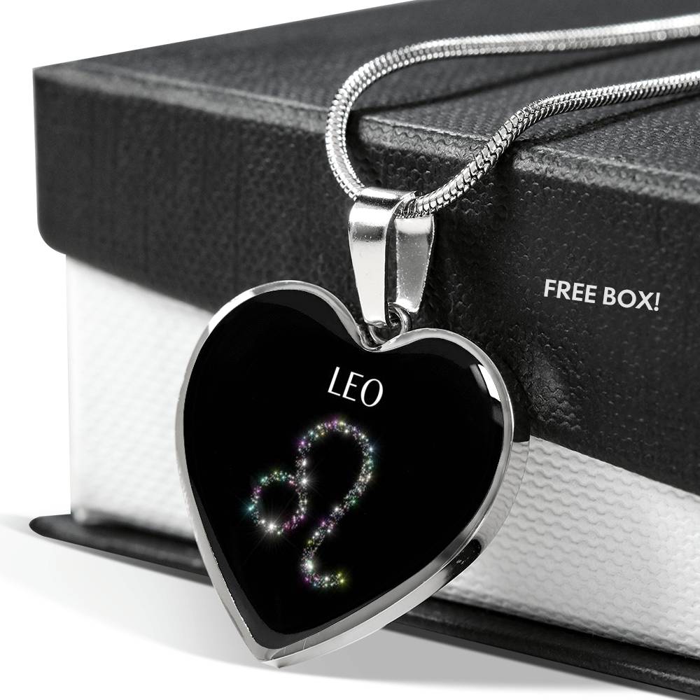 Leo Stars Heart Necklace zodiac jewelry for her birthday outfit