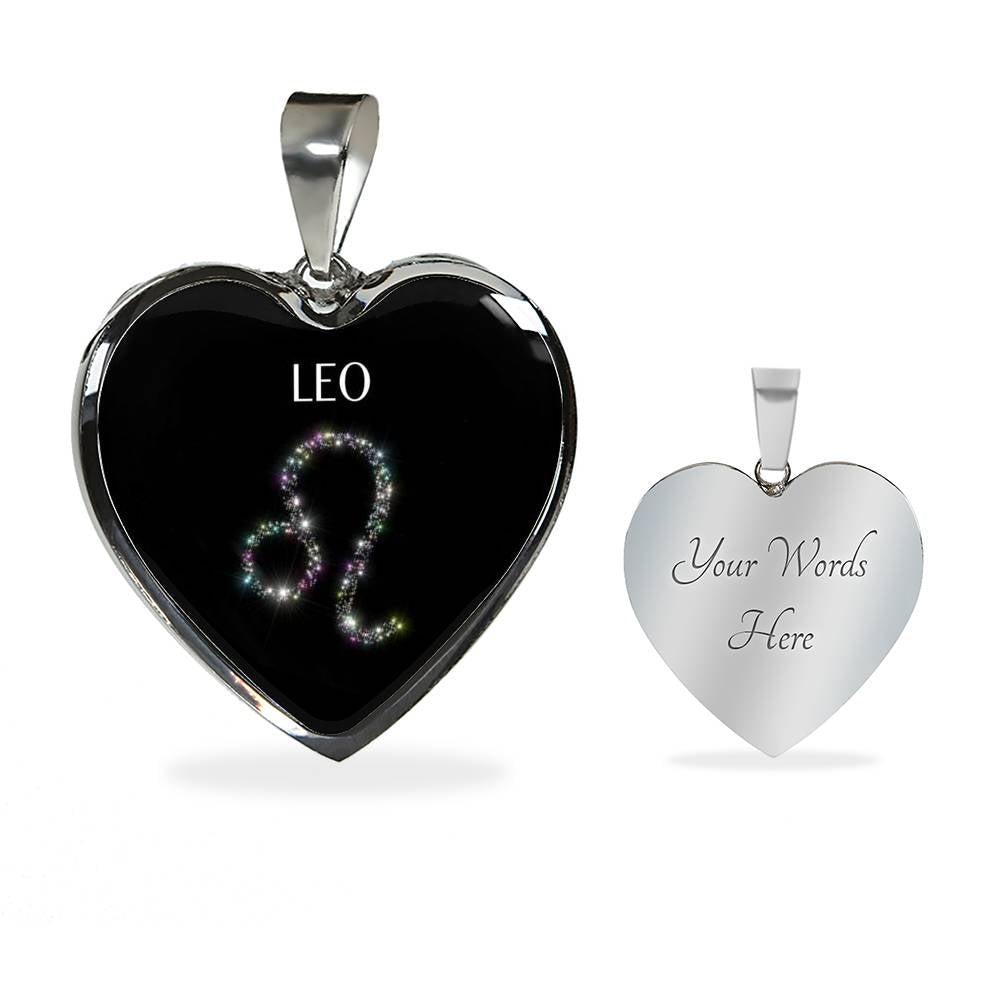 Leo Stars Heart Necklace zodiac jewelry for her birthday outfit