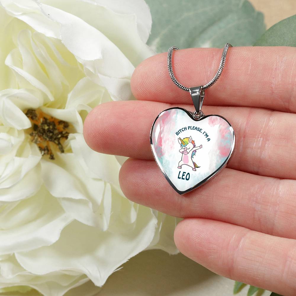 Leo Unicorn Heart Necklace zodiac jewelry for her birthday outfit