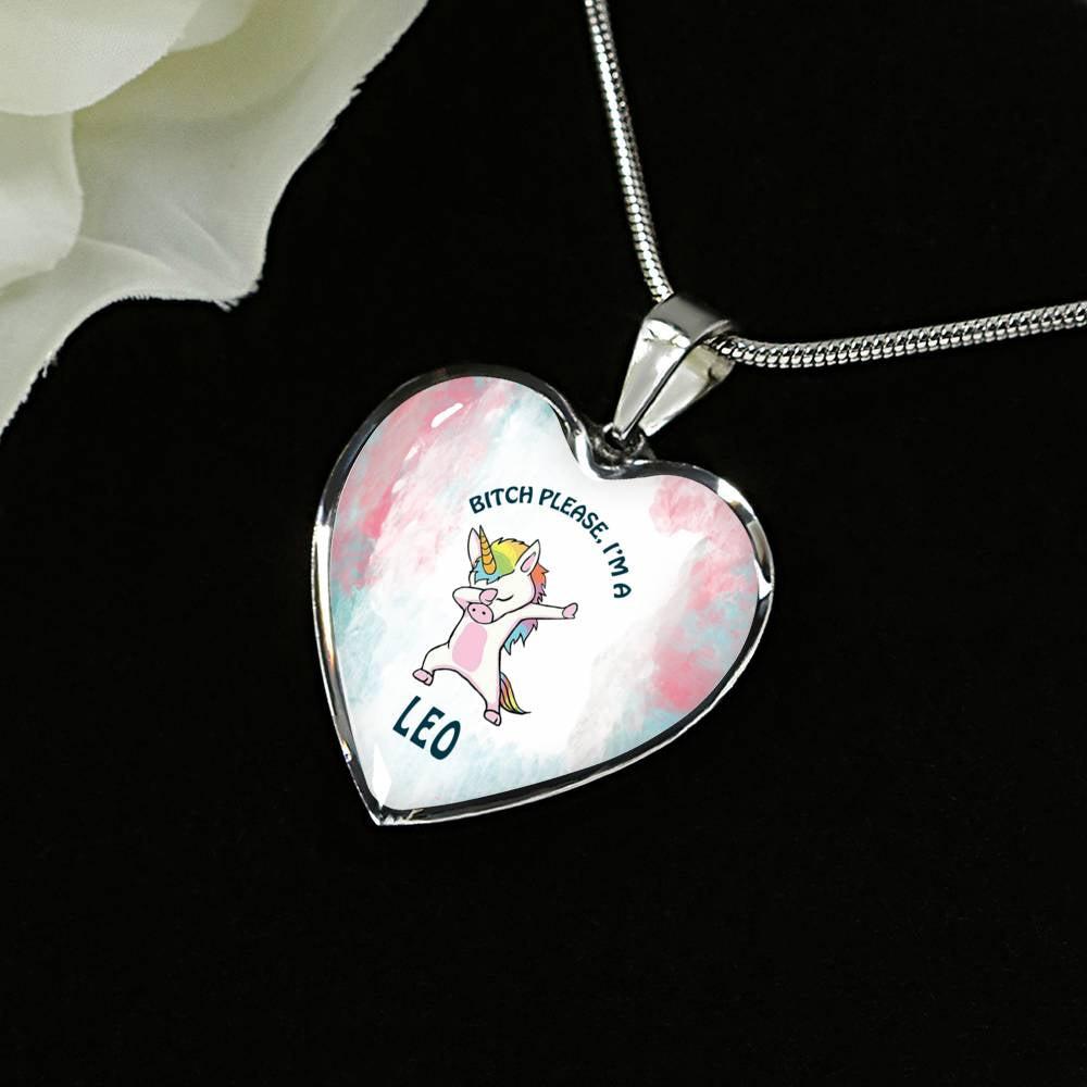 Leo Unicorn Heart Necklace zodiac jewelry for her birthday outfit