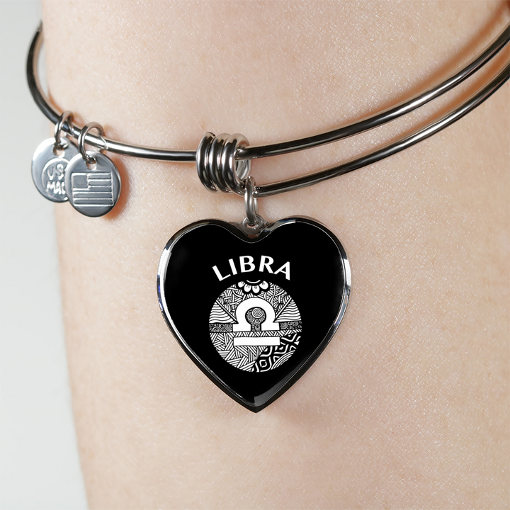 Libra Circle Heart Bangle zodiac jewelry for her birthday outfit
