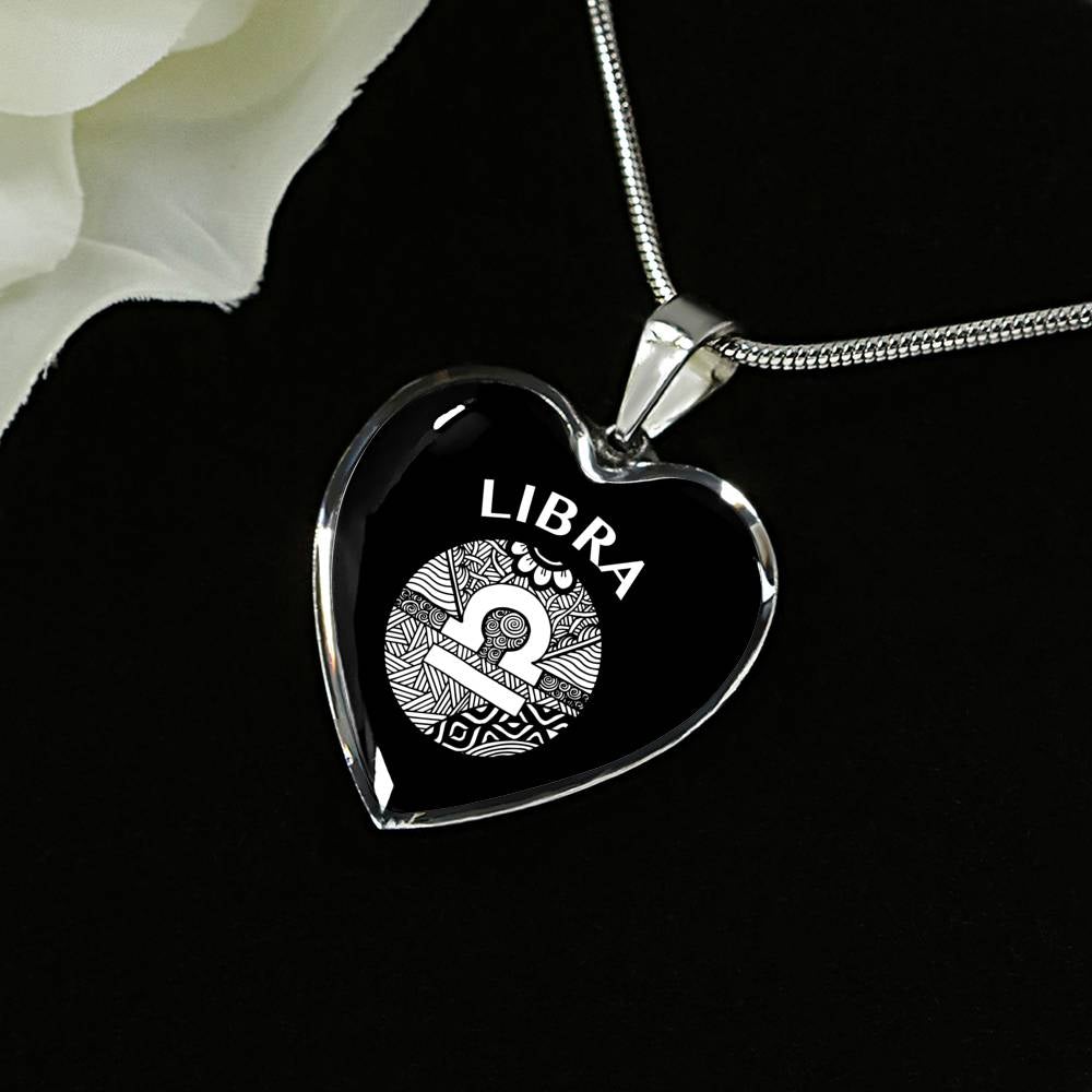 Libra Circle Heart Necklace zodiac jewelry for her birthday outfit