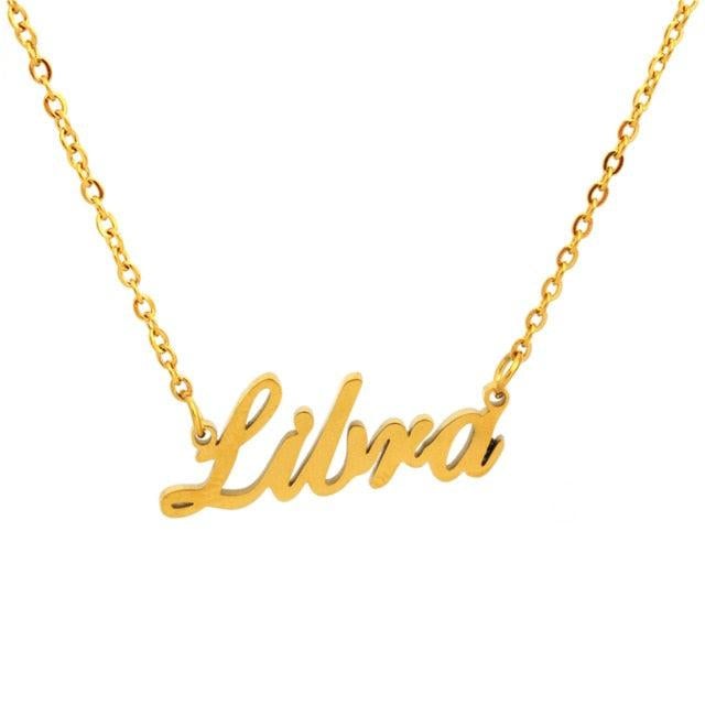 Libra Cursive Necklace zodiac jewelry for her birthday outfit