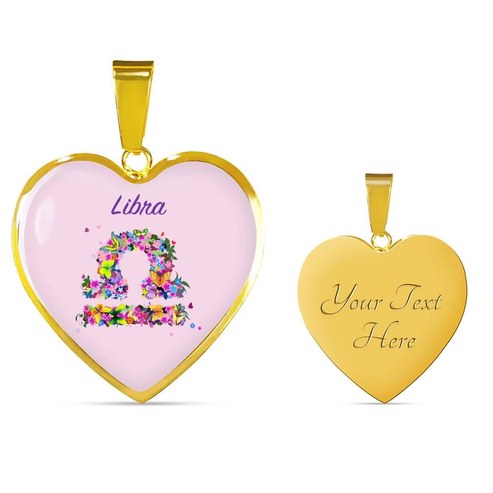 Libra Floral Heart Necklace zodiac jewelry for her birthday outfit