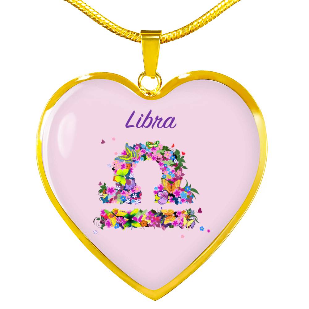 Libra Floral Heart Necklace zodiac jewelry for her birthday outfit