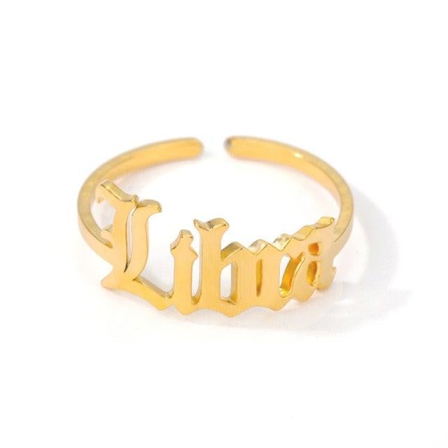 Libra Old English Ring zodiac jewelry for her birthday outfit