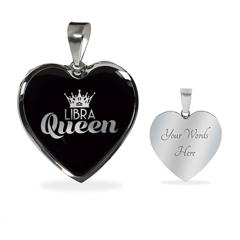 Libra Queen Heart Necklace zodiac jewelry for her birthday outfit
