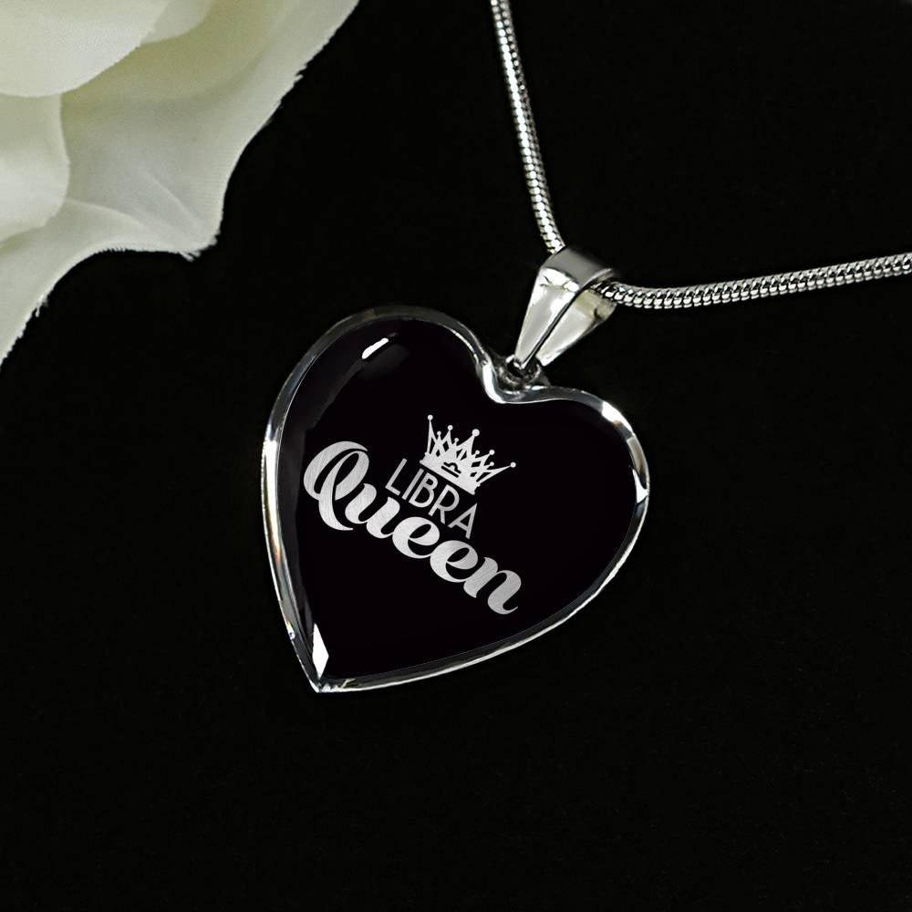 Libra Queen Heart Necklace zodiac jewelry for her birthday outfit