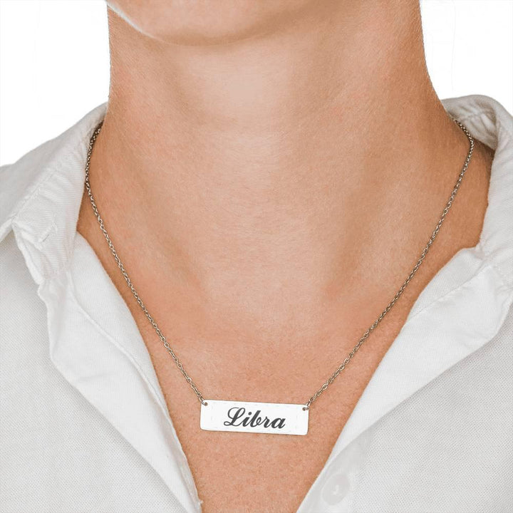 Libra Script Nameplate Necklace zodiac jewelry for her birthday outfit