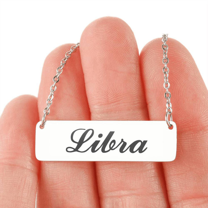 Libra Script Nameplate Necklace zodiac jewelry for her birthday outfit