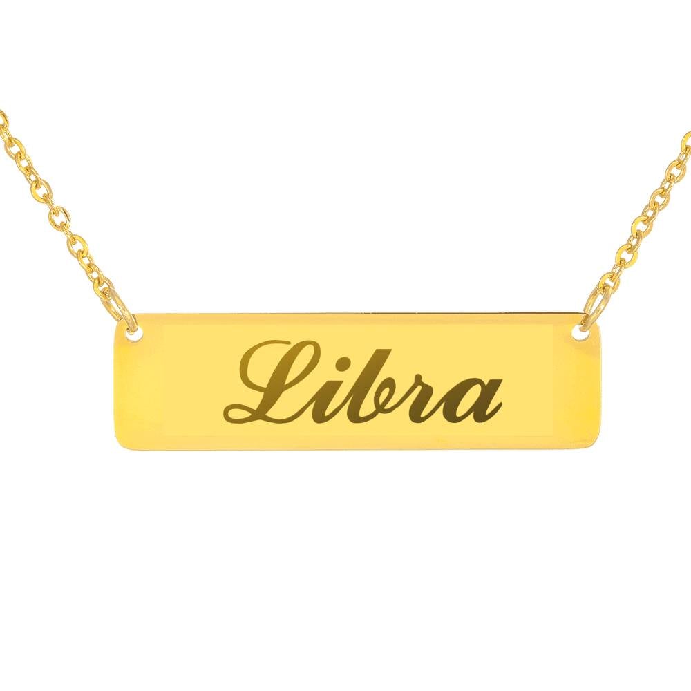 Libra Script Nameplate Necklace zodiac jewelry for her birthday outfit