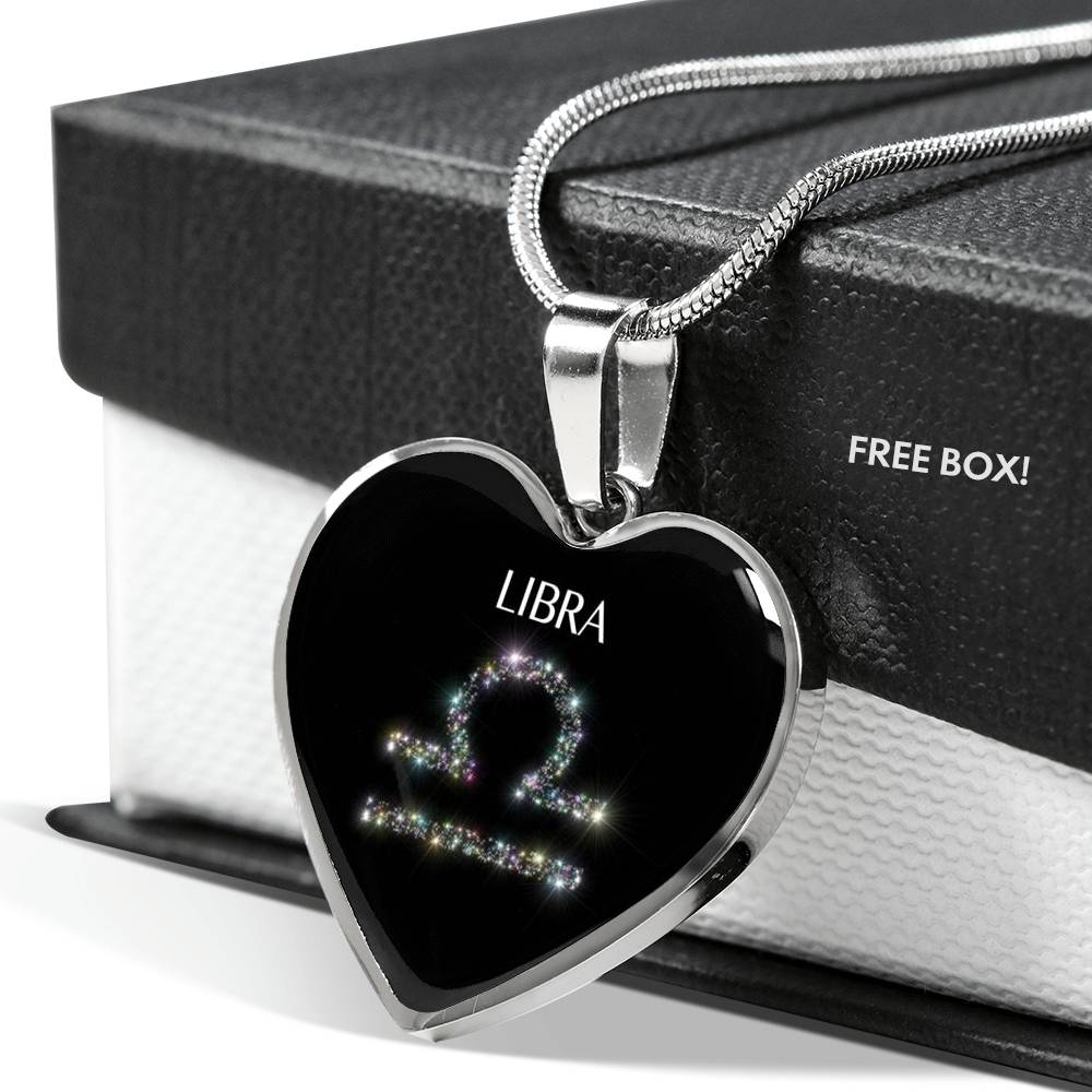 Libra Stars Heart Necklace zodiac jewelry for her birthday outfit