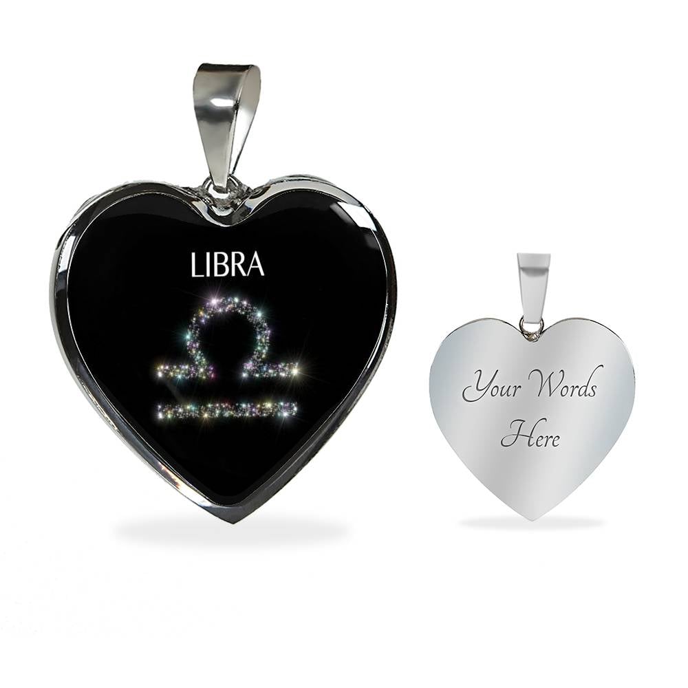 Libra Stars Heart Necklace zodiac jewelry for her birthday outfit