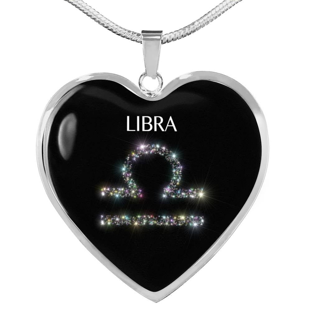 Libra Stars Heart Necklace zodiac jewelry for her birthday outfit