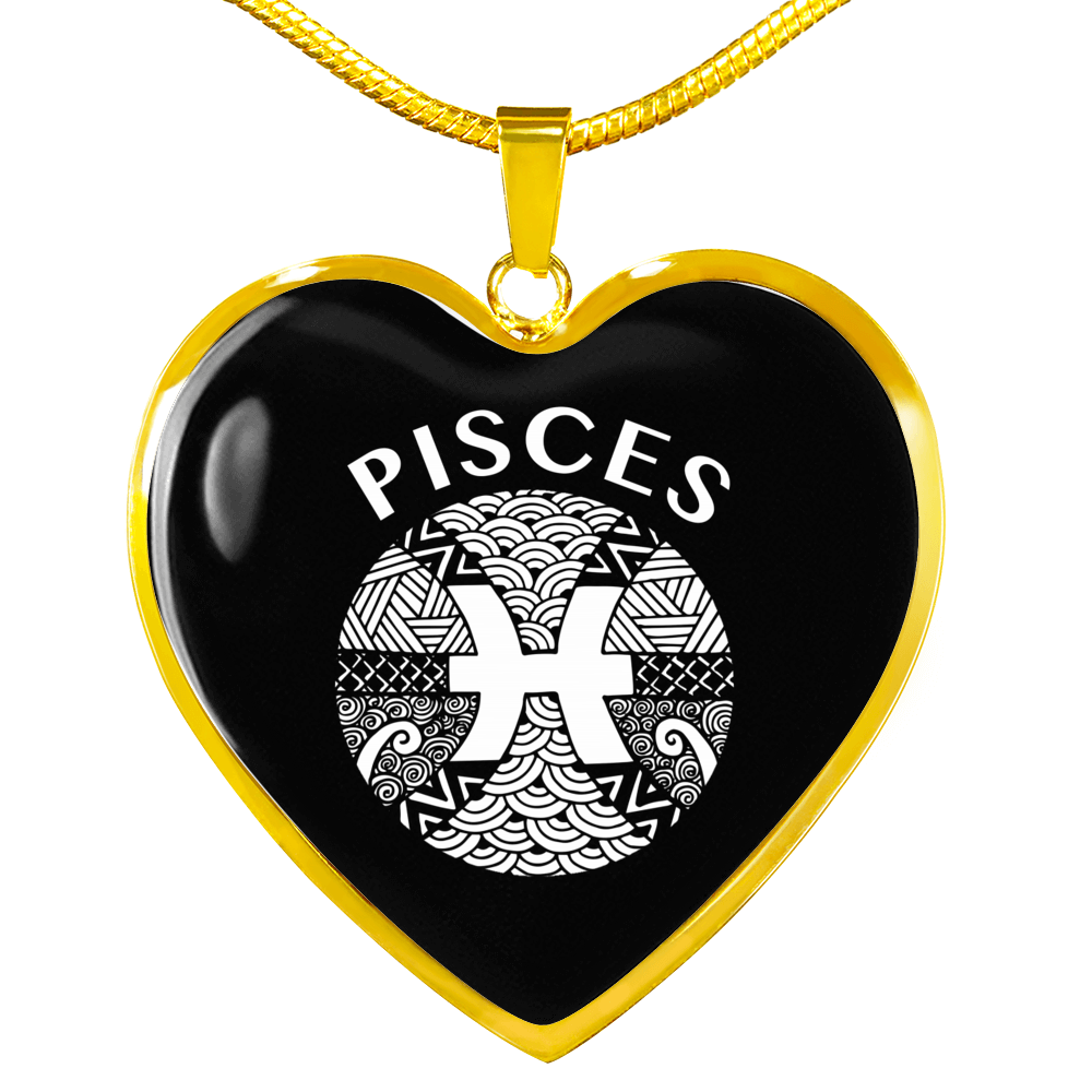 Pisces Circle Heart Necklace zodiac jewelry for her birthday outfit
