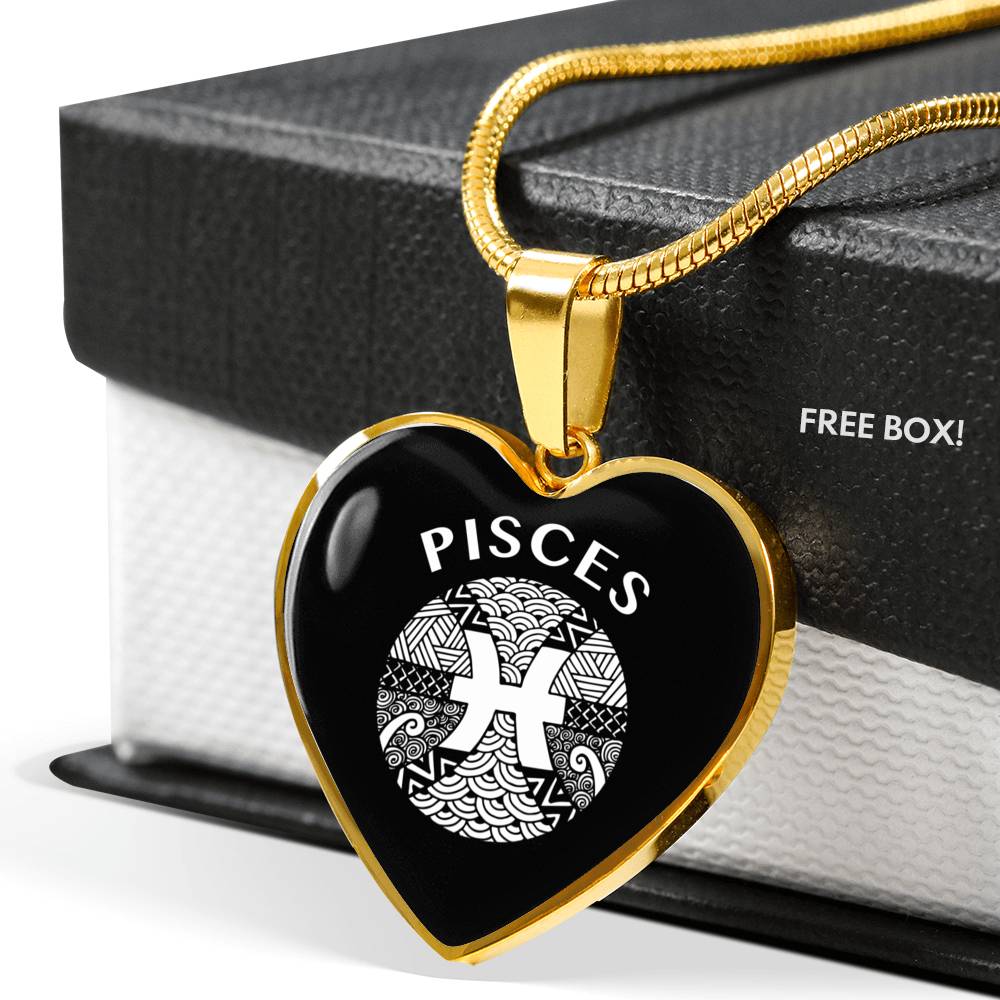 Pisces Circle Heart Necklace zodiac jewelry for her birthday outfit