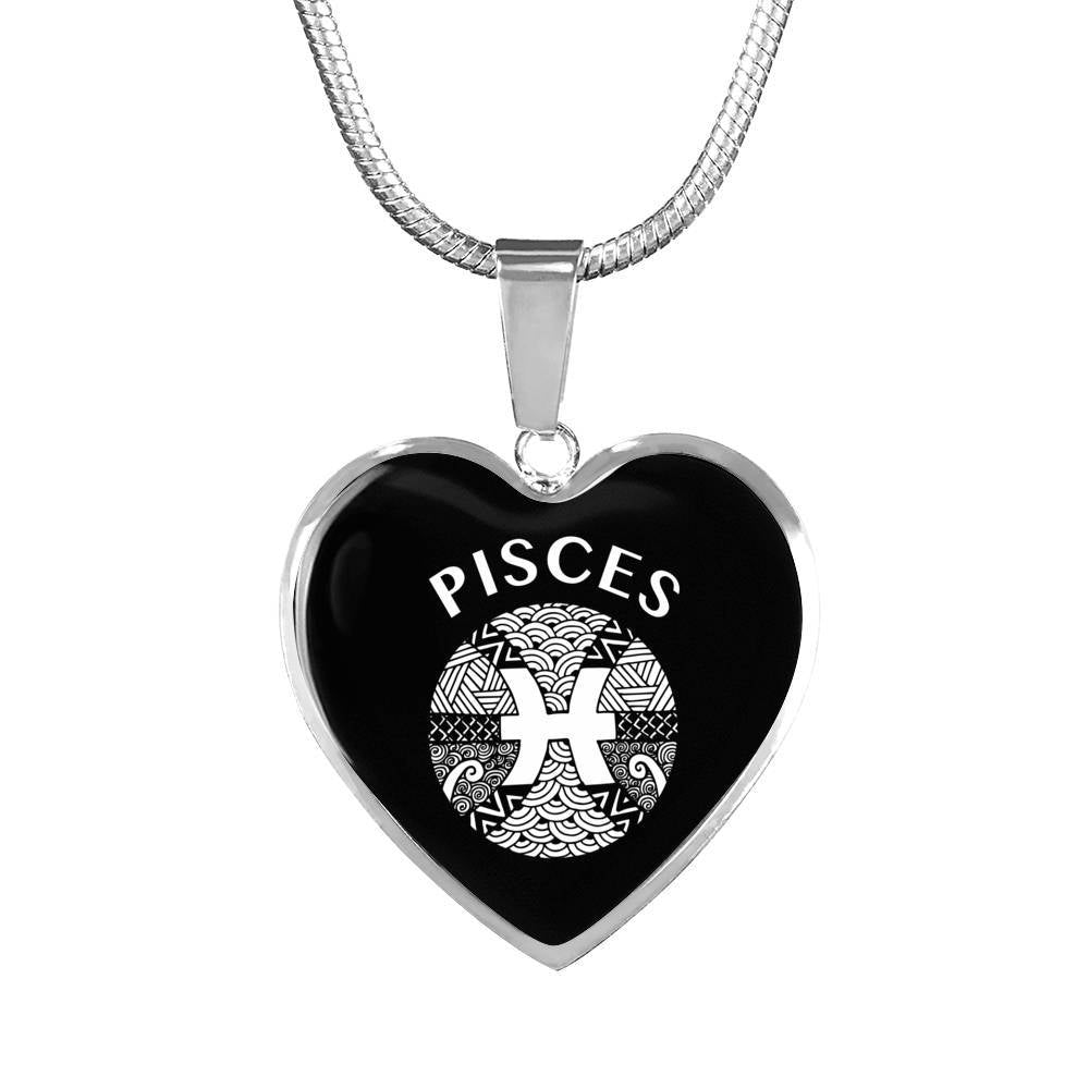 Pisces Circle Heart Necklace zodiac jewelry for her birthday outfit