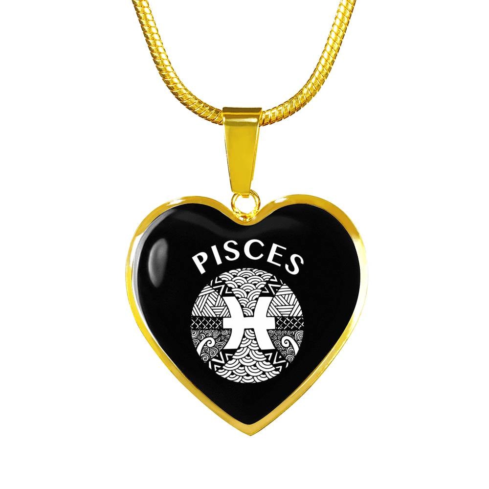Pisces Circle Heart Necklace zodiac jewelry for her birthday outfit