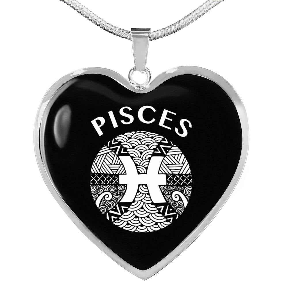 Pisces Circle Heart Necklace zodiac jewelry for her birthday outfit