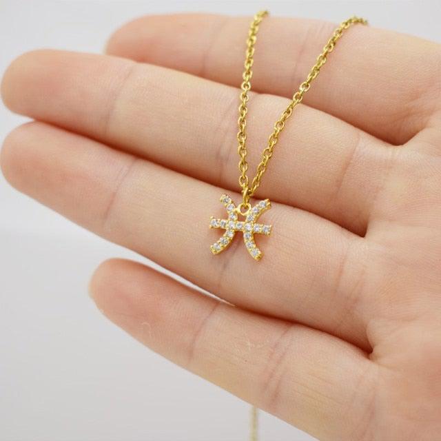 Pisces Crystal Sign Choker zodiac jewelry for her birthday outfit