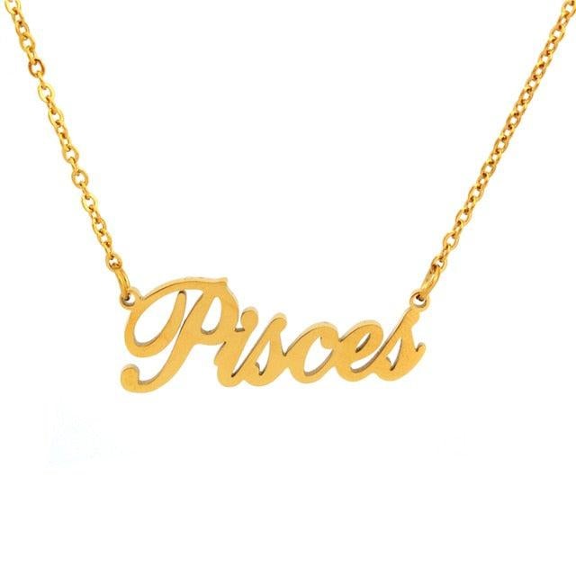 Pisces Cursive Necklace zodiac jewelry for her birthday outfit