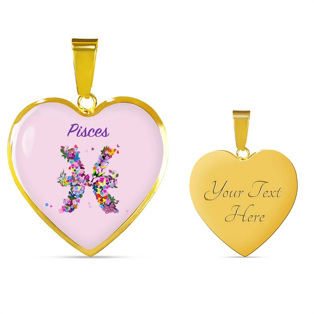 Pisces Floral Heart Necklace zodiac jewelry for her birthday outfit