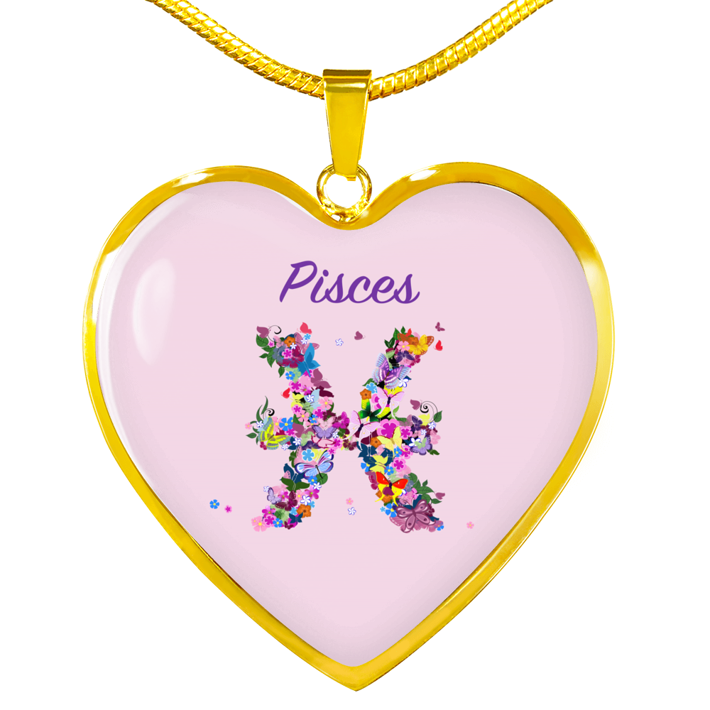 Pisces Floral Heart Necklace zodiac jewelry for her birthday outfit