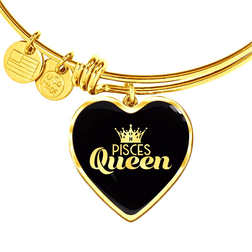Pisces Queen Heart Bangle zodiac jewelry for her birthday outfit