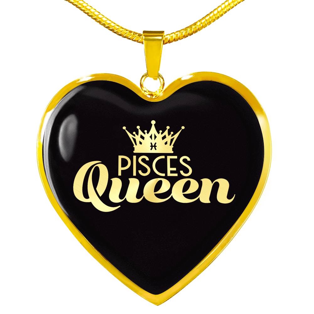 Pisces Queen Heart Necklace zodiac jewelry for her birthday outfit