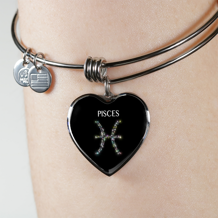 Pisces Stars Heart Bangle zodiac jewelry for her birthday outfit