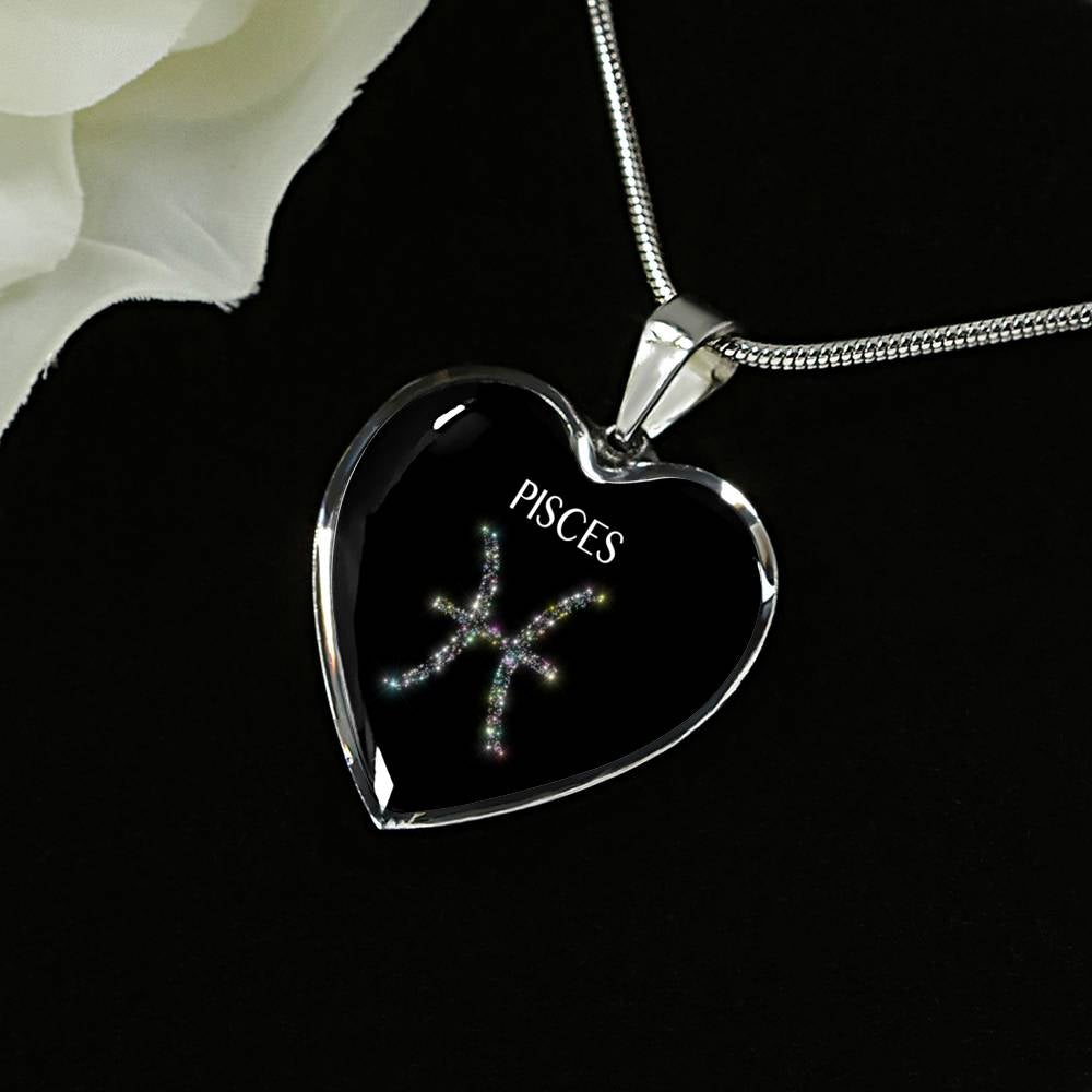 Pisces Stars Heart Necklace zodiac jewelry for her birthday outfit