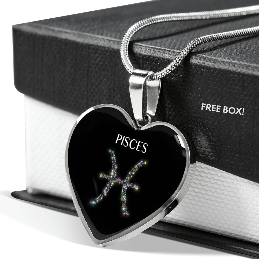 Pisces Stars Heart Necklace zodiac jewelry for her birthday outfit