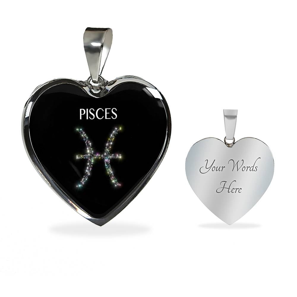 Pisces Stars Heart Necklace zodiac jewelry for her birthday outfit