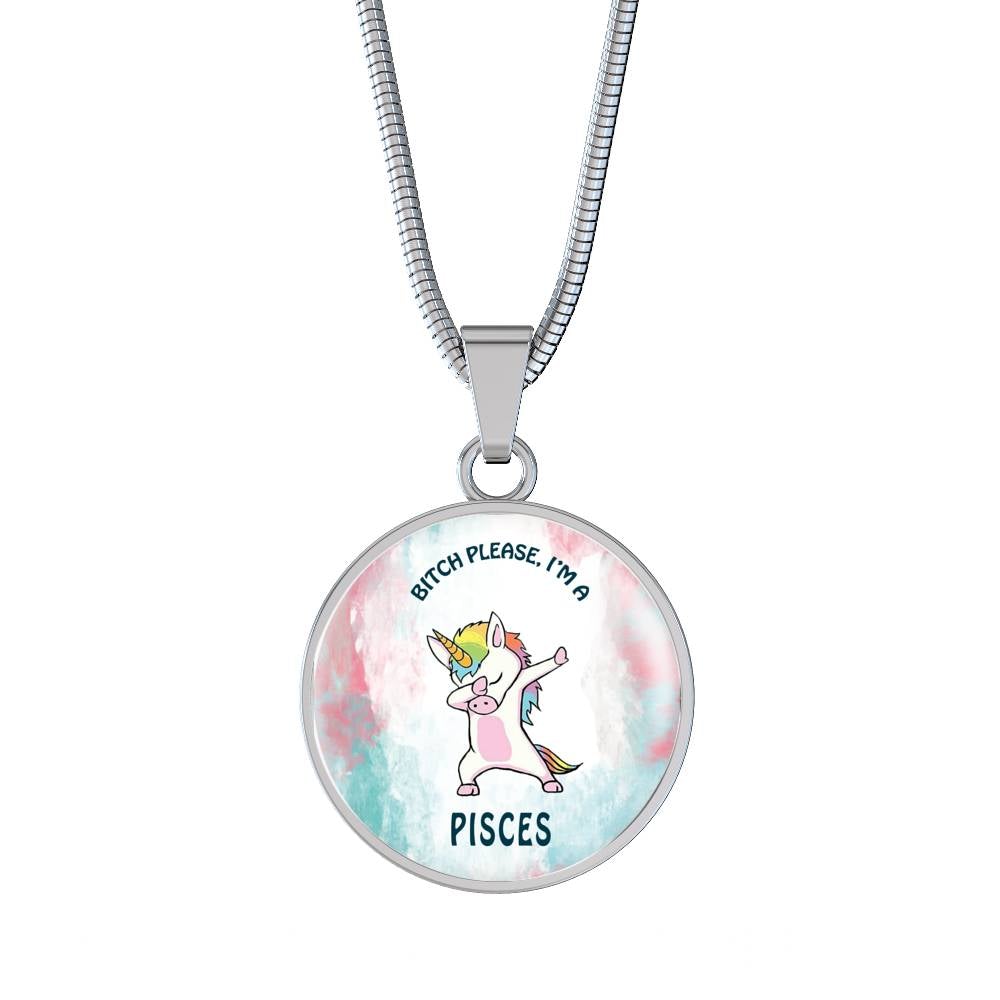 Pisces Unicorn Circle Necklace zodiac jewelry for her birthday outfit