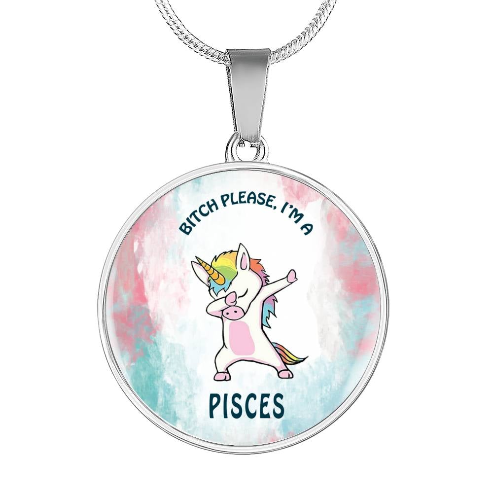 Pisces Unicorn Circle Necklace zodiac jewelry for her birthday outfit