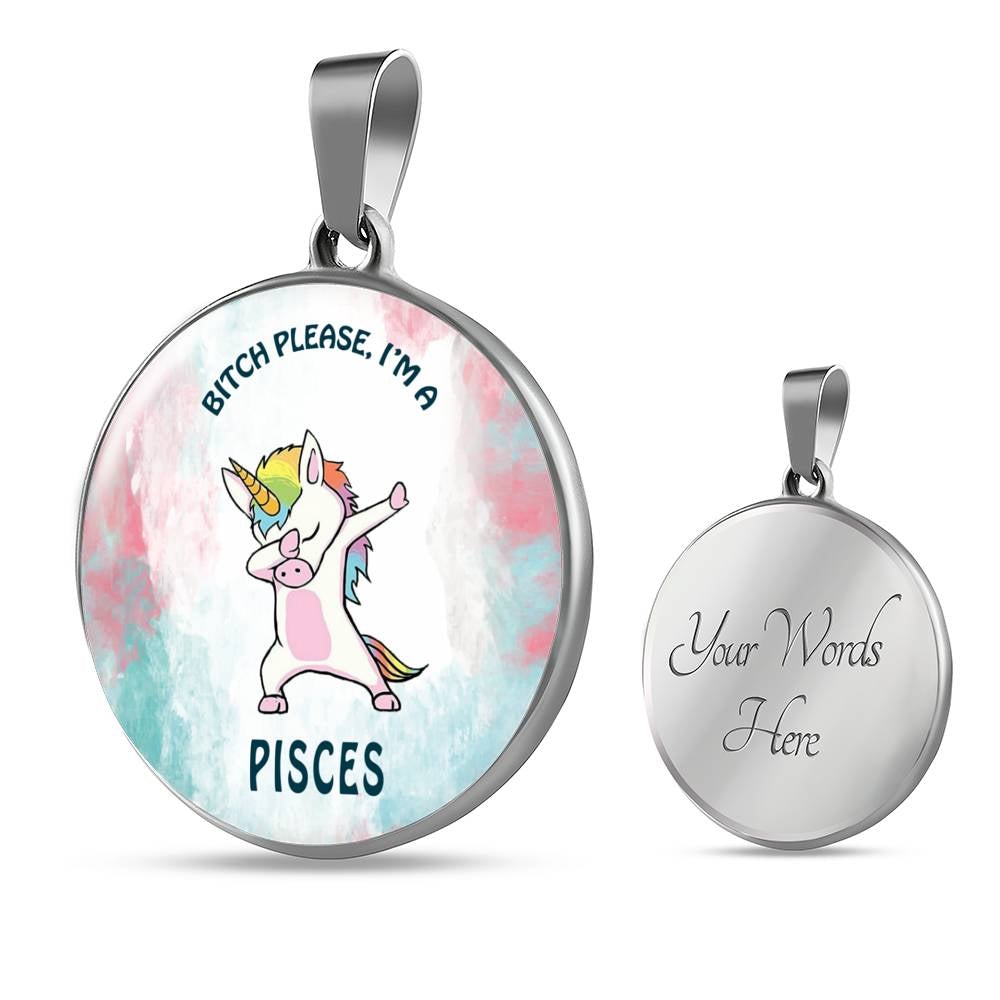 Pisces Unicorn Circle Necklace zodiac jewelry for her birthday outfit
