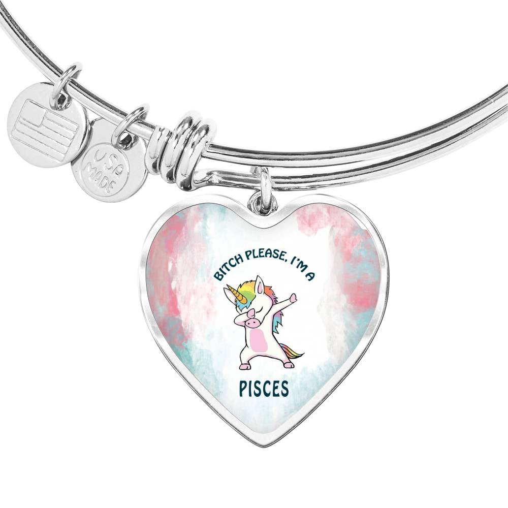 Pisces Unicorn Heart Bangle zodiac jewelry for her birthday outfit