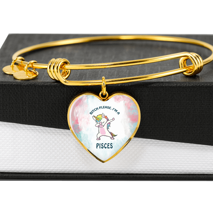 Pisces Unicorn Heart Bangle zodiac jewelry for her birthday outfit