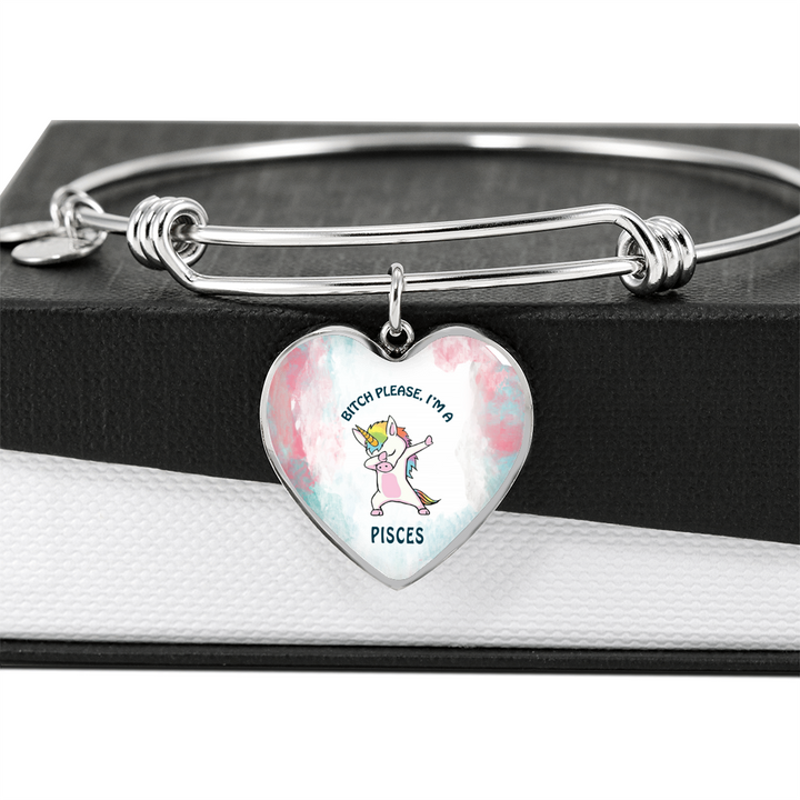 Pisces Unicorn Heart Bangle zodiac jewelry for her birthday outfit