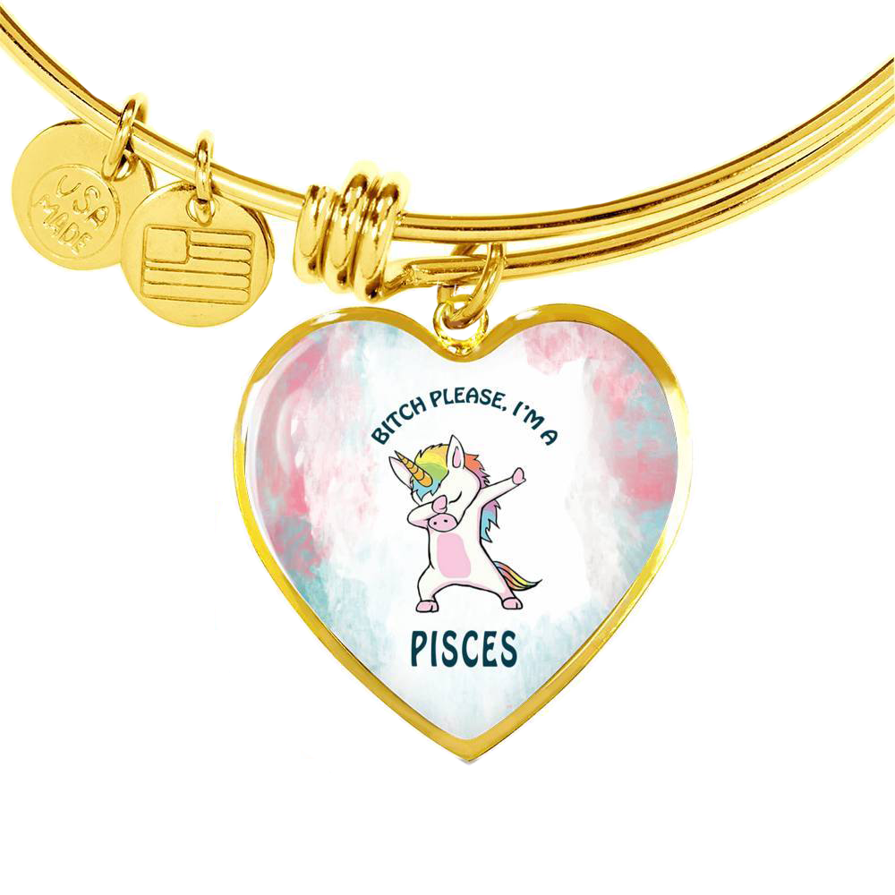 Pisces Unicorn Heart Bangle zodiac jewelry for her birthday outfit