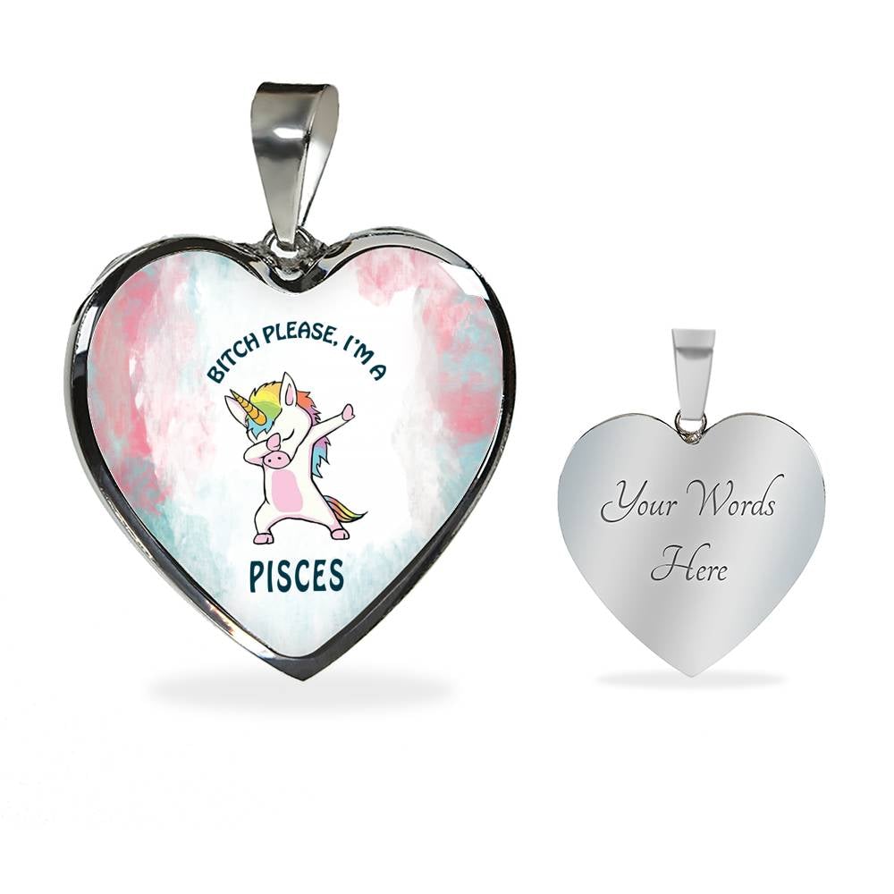 Pisces Unicorn Heart Necklace zodiac jewelry for her birthday outfit