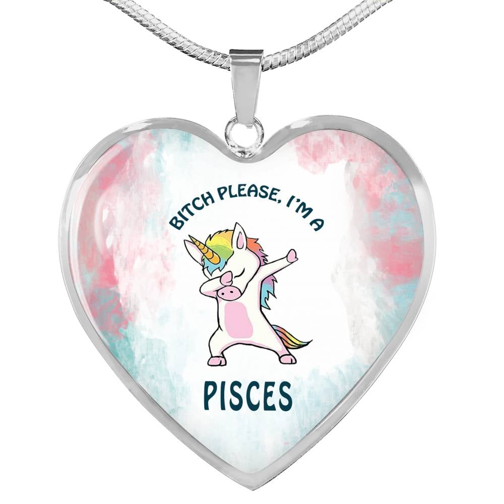Pisces Unicorn Heart Necklace zodiac jewelry for her birthday outfit